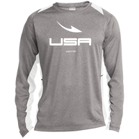 Thumbnail for USA OOTO DASH EN  WHITE - ST361LS Long Sleeve Heather Colorblock Performance Tee - 4 COLORS -