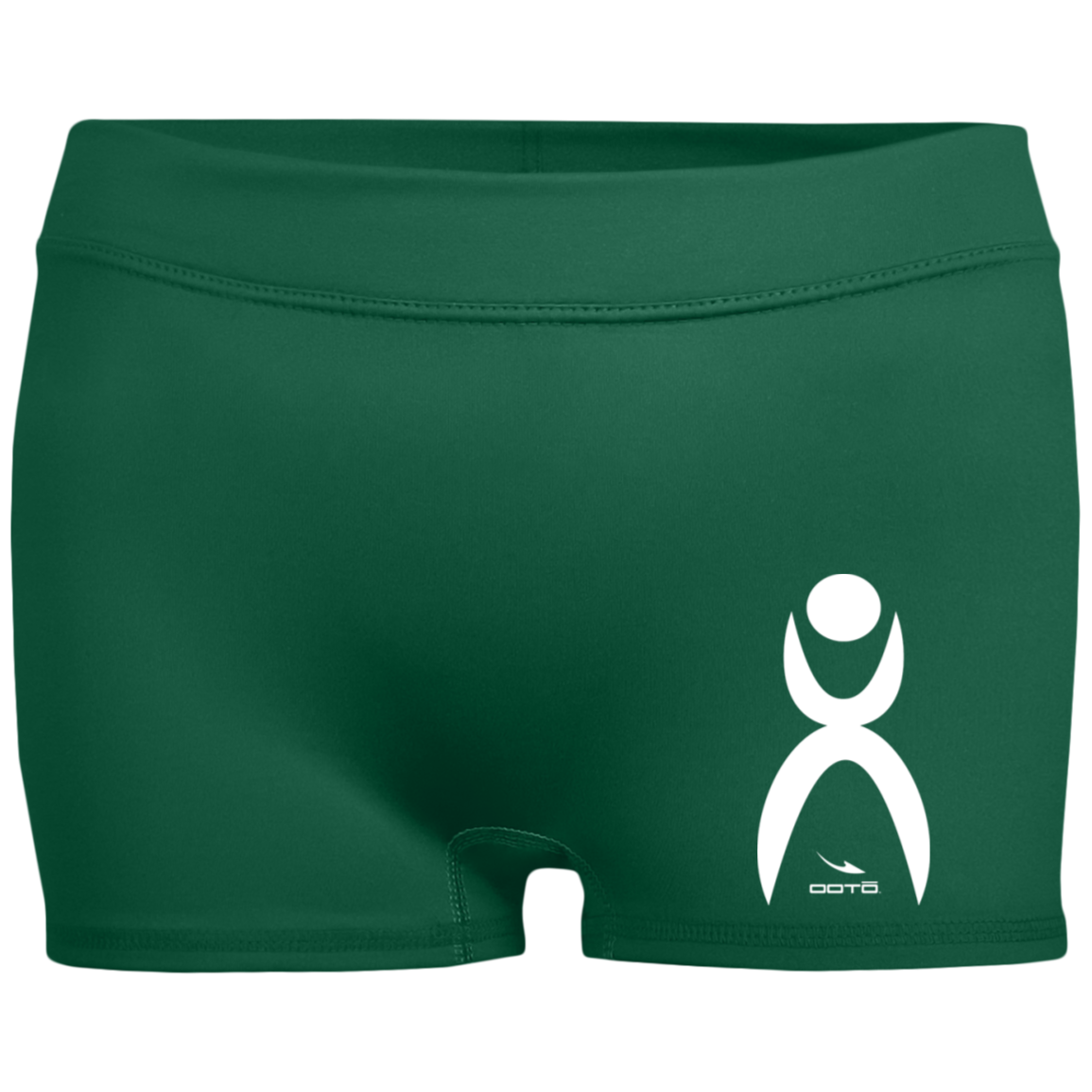 OOTO - GLYPHIC EN WHITE - 1232 Ladies' Fitted Moisture-Wicking 2.5 inch Inseam Shorts - 6 COLORS