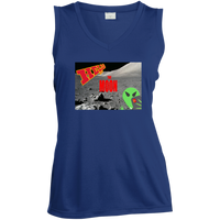 Thumbnail for AL - Hello from THE MOON - selfie - postcard - LST352 Ladies' Sleeveless V-Neck Performance Tee - 4 COLORS -