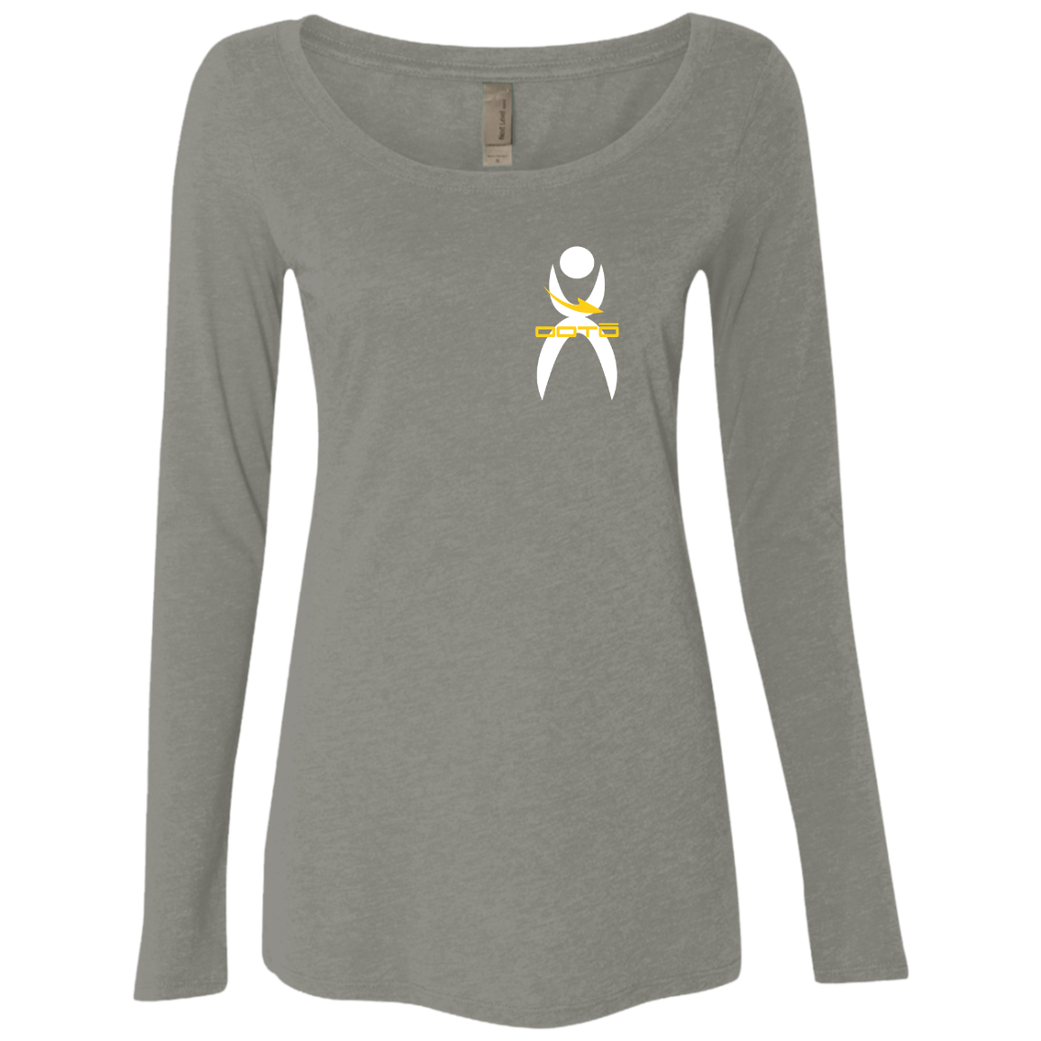 GLYPHIC EN WHITE - MAIZE DASH - NL6731 Ladies' Triblend LS Scoop - 3 COLORS -