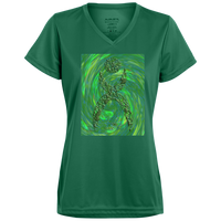 Thumbnail for GLYPHIC EN HALTED PHASE OVER GREEN STORM - 1790 Ladies’ Moisture-Wicking V-Neck Tee