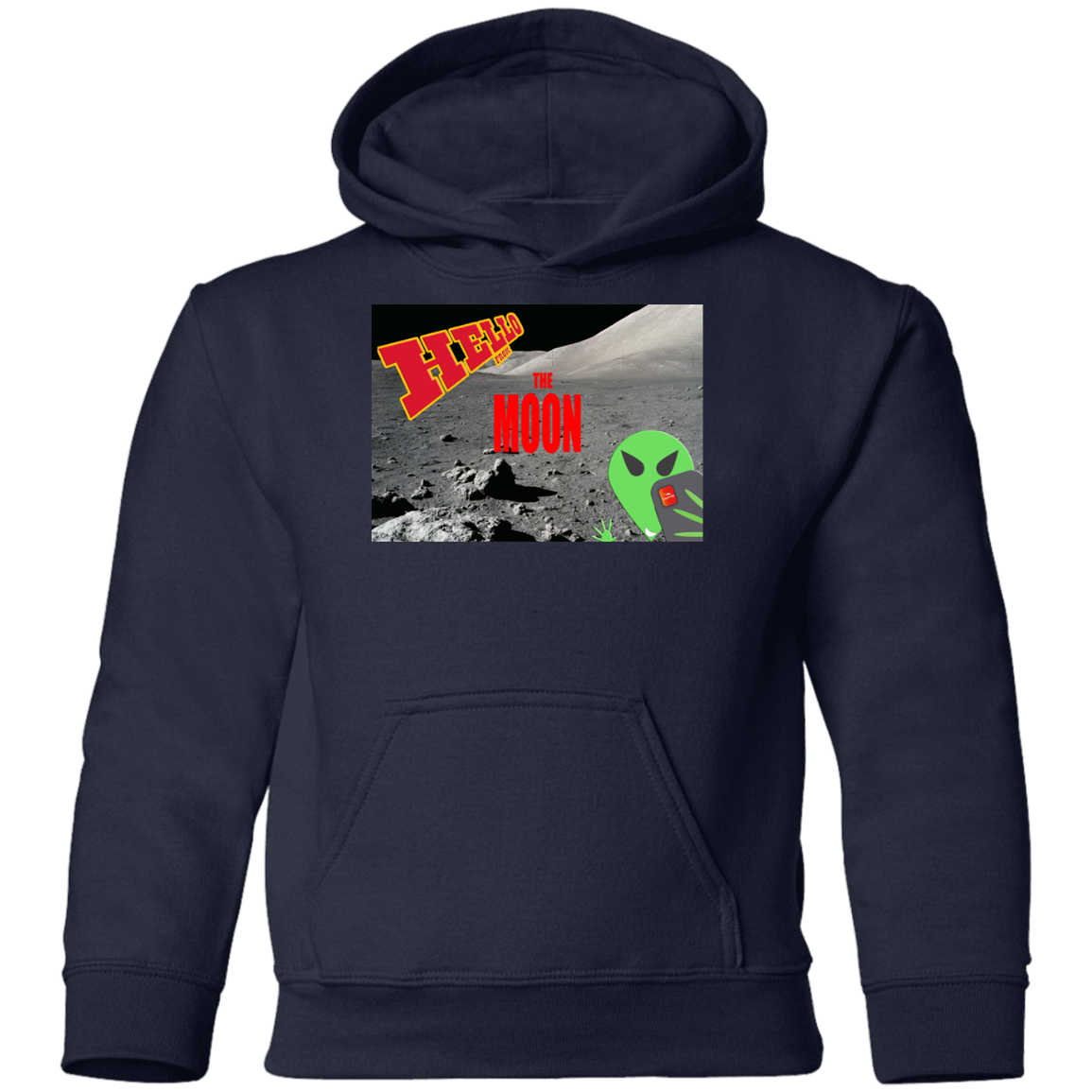 OOTO - AL Hello from THE MOON - selfie - postcard - G185B Youth Pullover Hoodie - 5 COLORS -