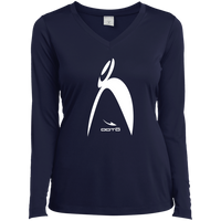 Thumbnail for BIG STEPPIN GLYPHIC EN WHITE -1 WT LST353LS Ladies’ Long Sleeve Performance V-Neck Tee - 7 COLORS -