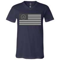 Thumbnail for HEAVENS TO BETSY - RETRO CANVAS FLAG - 3005 Unisex Jersey SS V-Neck T-Shirt - 4 COLORS -