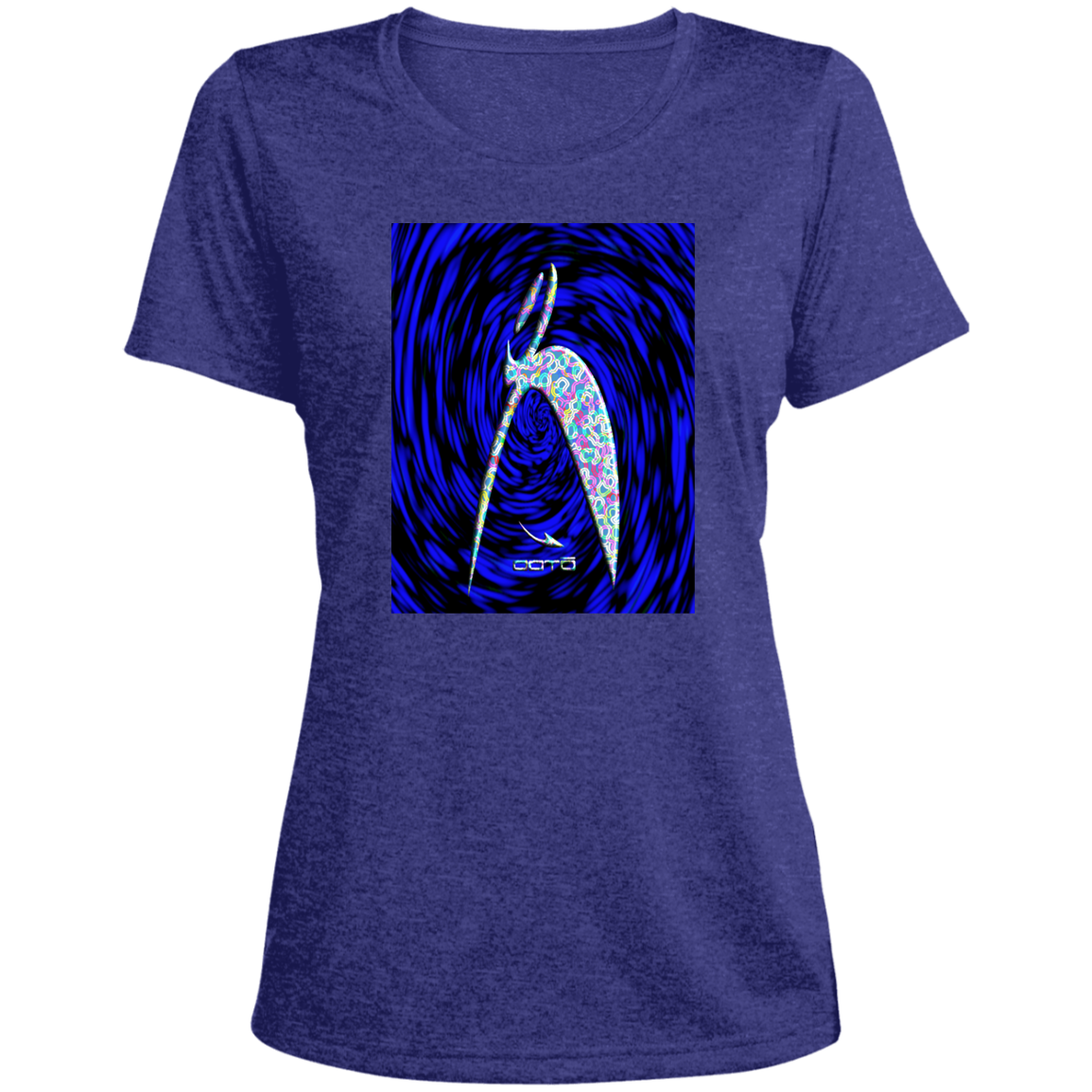 GLYPHIC BIG STEPPIN HAPPILY EN DARK TUNNEL - LST360 Ladies' Heather Scoop Neck Performance Tee - 2 COLORS -