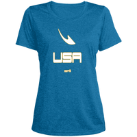 Thumbnail for USA OOTO DASH EN WHITE STRETCH - MZ OG - LST360 Ladies' Heather Scoop Neck Performance Tee - 6 COLORS -