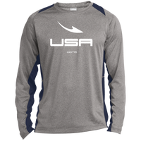 Thumbnail for USA OOTO DASH EN  WHITE - ST361LS Long Sleeve Heather Colorblock Performance Tee - 4 COLORS -