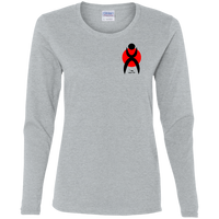 Thumbnail for GLYPHIC EN BLACK OVER RED - G540L Ladies' Cotton LS T-Shirt - 5 COLORS -