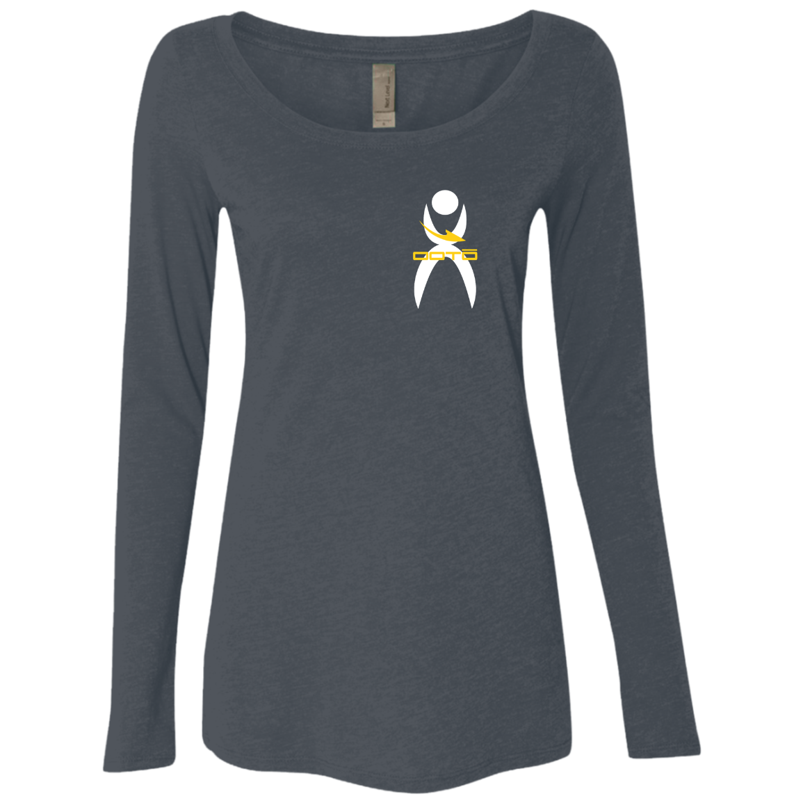 GLYPHIC EN WHITE - MAIZE DASH - NL6731 Ladies' Triblend LS Scoop - 3 COLORS -