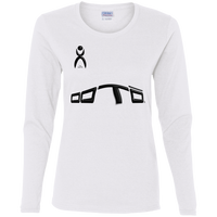 Thumbnail for DISTORTED WITH GLYPHIC BK G540L Ladies' Cotton LS T-Shirt - 4 COLORS -