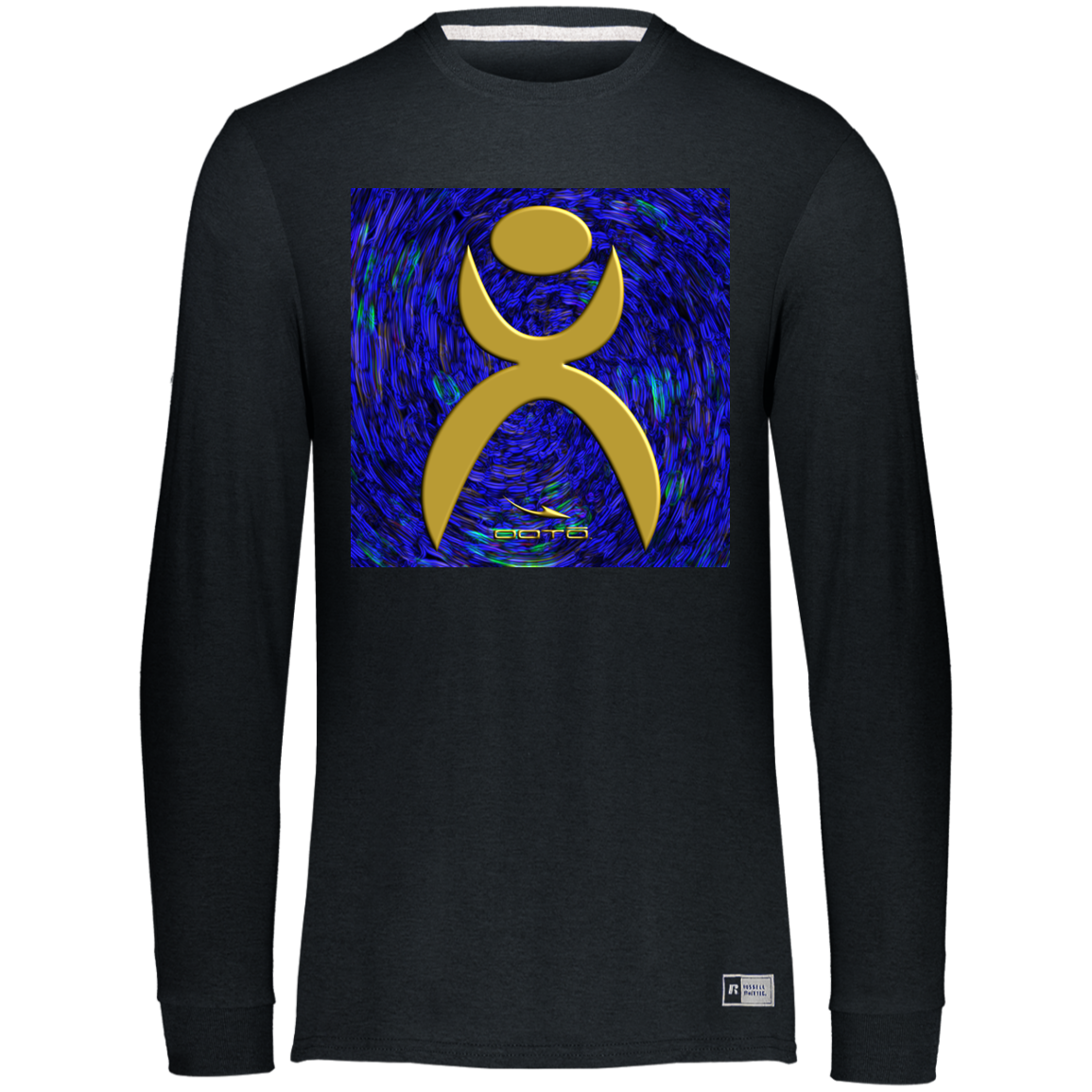 GLYPHIC EN GOLD OVER PLASMATIC STORM - 64LTTM Essential Dri-Power Long Sleeve Tee - 4 COLORS -