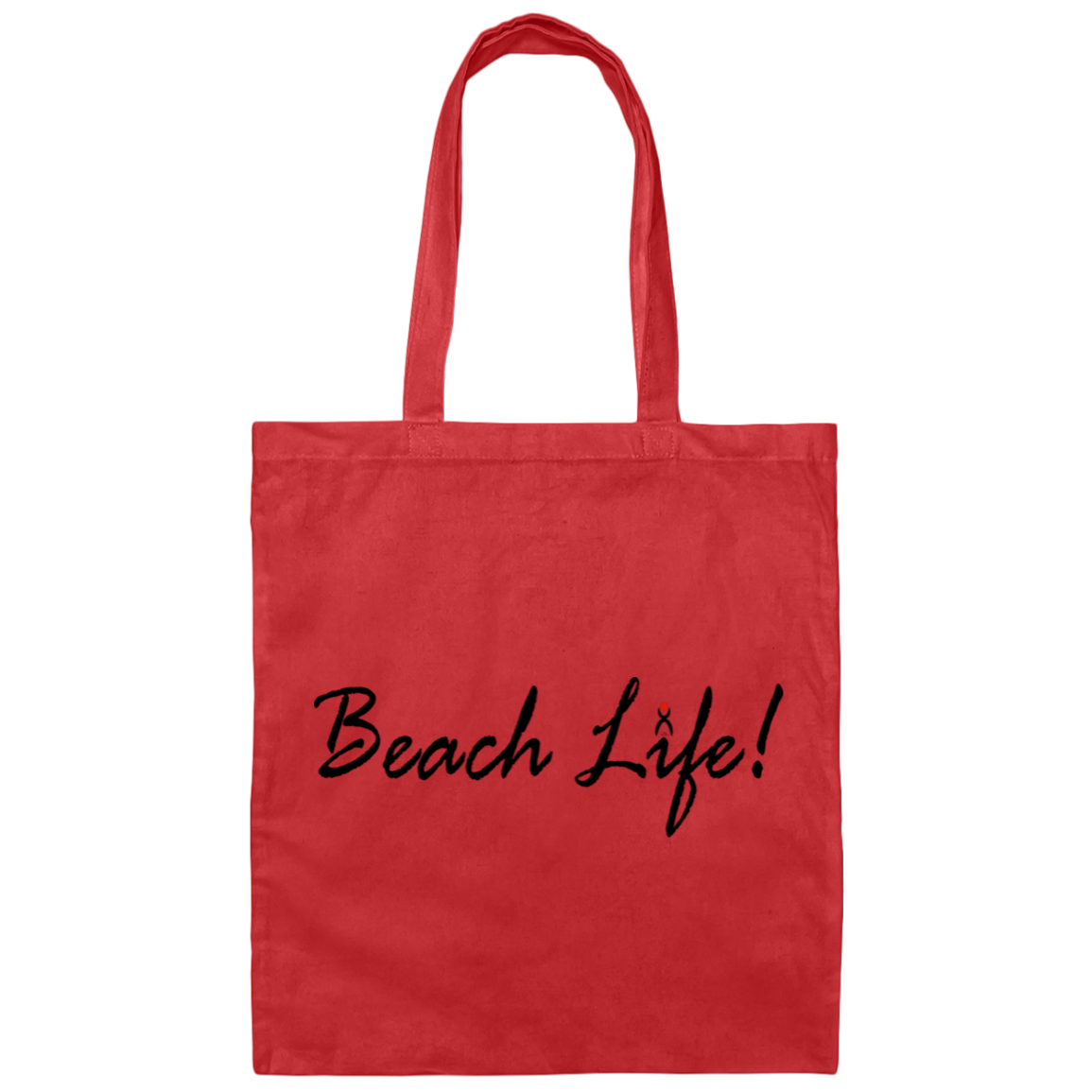 OOTO - "BEACH LIFE" WITH GLYPHIC BK RD - BE007 Canvas Tote Bag - 6 COLORS -