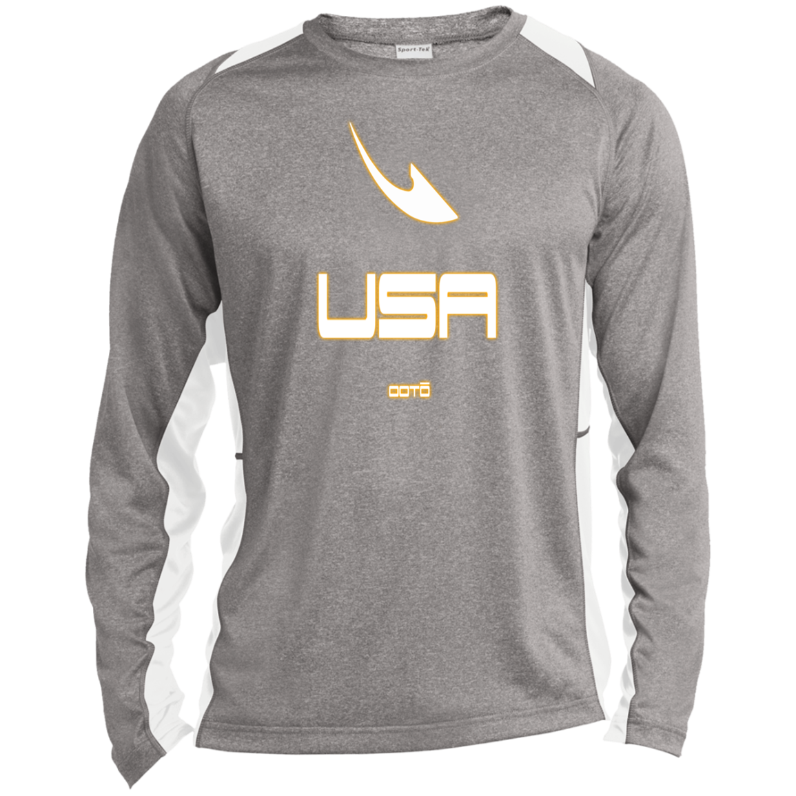 USA OOTO DASH EN WHITE STRETCH - MZ OG - ST361LS Long Sleeve Heather Colorblock Performance Tee - 7 COLORS -