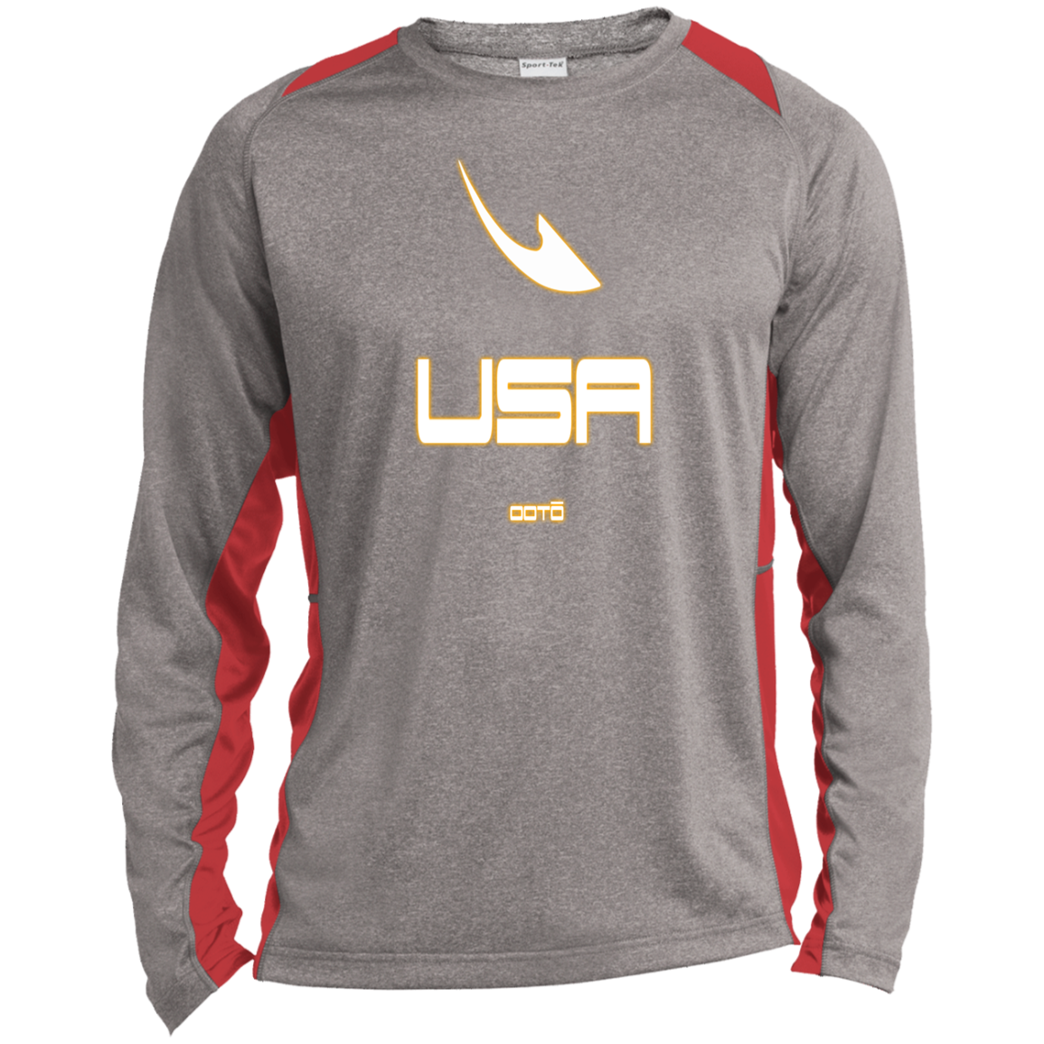 USA OOTO DASH EN WHITE STRETCH - MZ OG - ST361LS Long Sleeve Heather Colorblock Performance Tee - 7 COLORS -