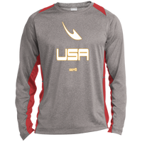 Thumbnail for USA OOTO DASH EN WHITE STRETCH - MZ OG - ST361LS Long Sleeve Heather Colorblock Performance Tee - 7 COLORS -