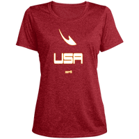 Thumbnail for USA OOTO DASH EN WHITE STRETCH - MZ OG - LST360 Ladies' Heather Scoop Neck Performance Tee - 6 COLORS -