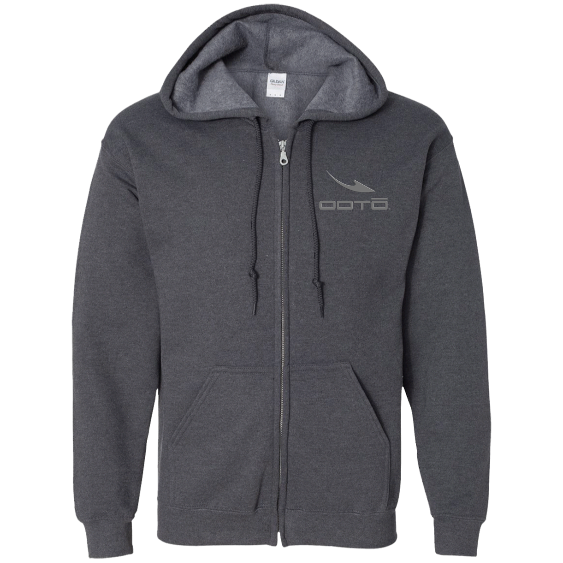 OOTO - DASH EN GRAY - G186 Zip Up Hooded Sweatshirt - 7 COLORS -