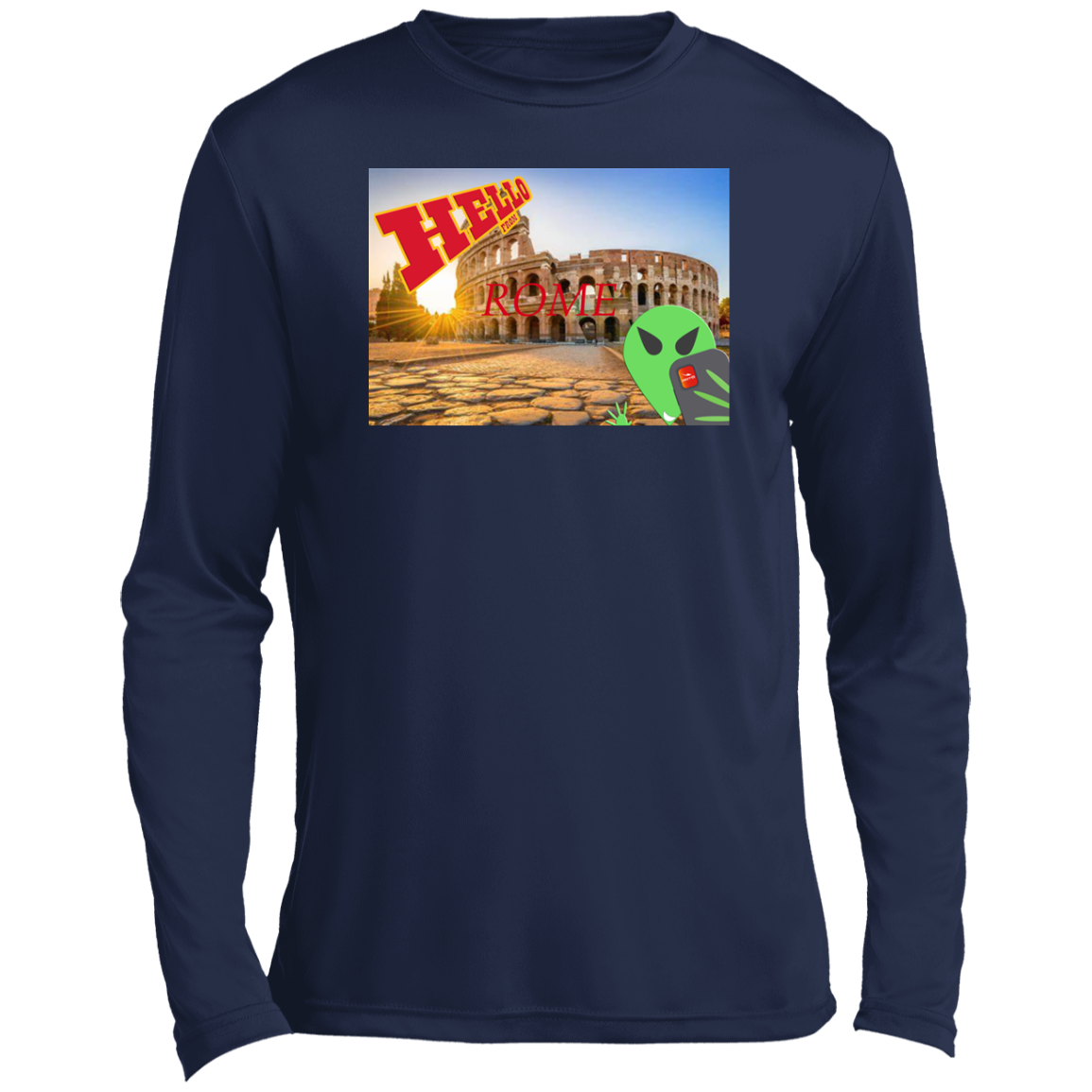 AL - Hello from ROME - selfie - postcard - ST350LS Men’s Long Sleeve Performance Tee - 4 COLORS -