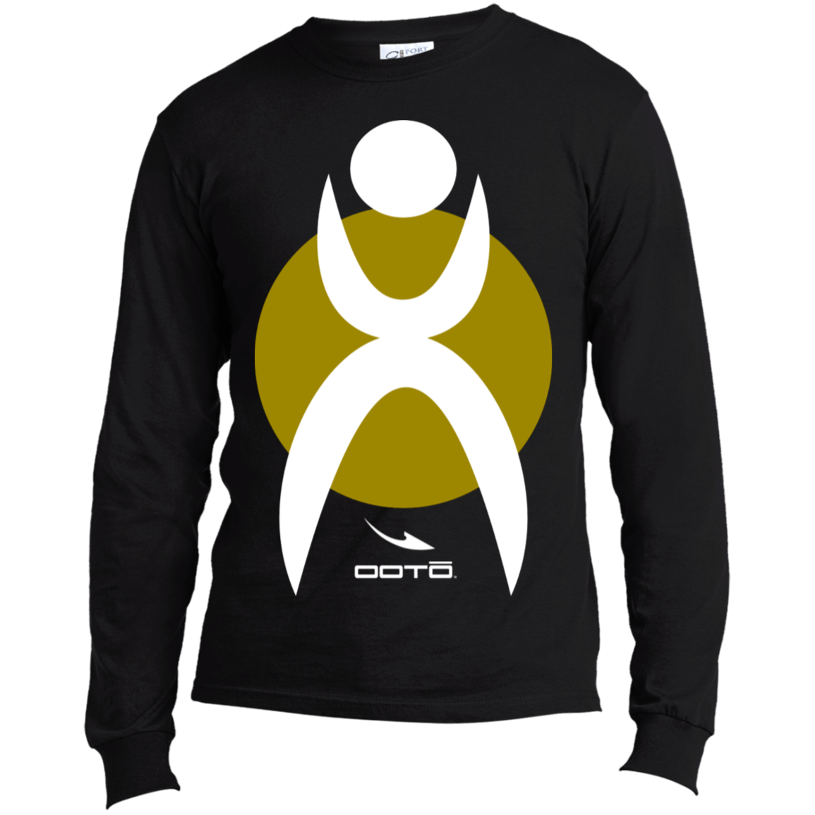 GLYPHIC EN WHITE OVER OLIVE GOLD - USA100LS Long Sleeve Made in the US T-Shirt - 4 COLORS -