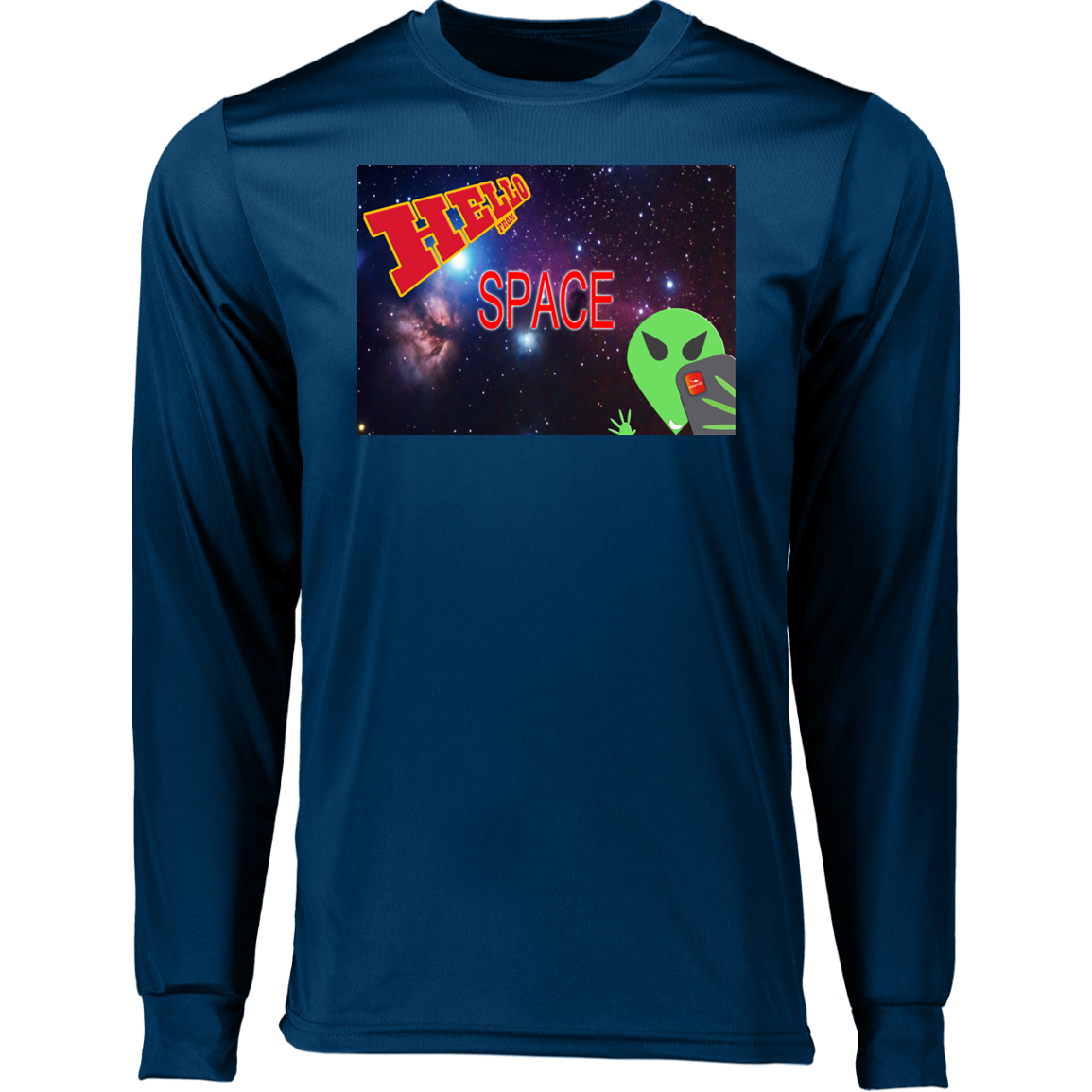 AL - Hello from SPACE - selfie - postcard  - 788 Long Sleeve Moisture-Wicking Tee - 4 COLORS -