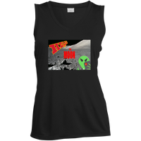 Thumbnail for AL - Hello from THE MOON - selfie - postcard - LST352 Ladies' Sleeveless V-Neck Performance Tee - 4 COLORS -