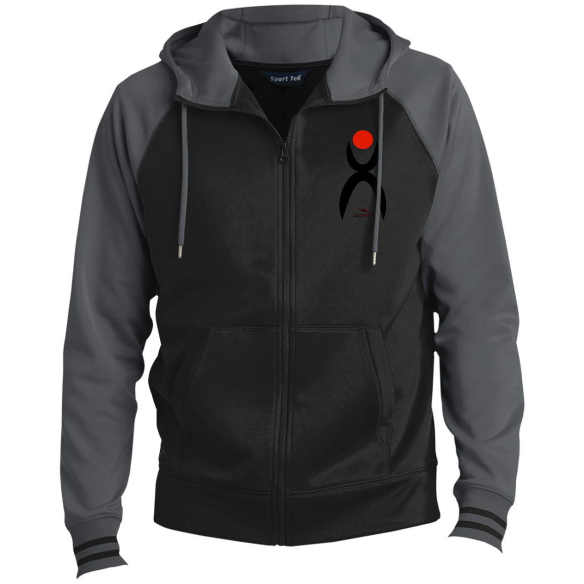 OOTO - GLYPHIC EN BLACK AND RED - ST236 Men's Sport-Wick® Full-Zip Hooded Jacket - 4 COLORS -