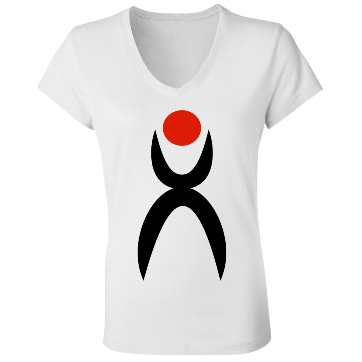 GLYPHIC EN BLACK AND RED NO DASH - B6005 Ladies' Jersey V-Neck T-Shirt - 1 COLOR -