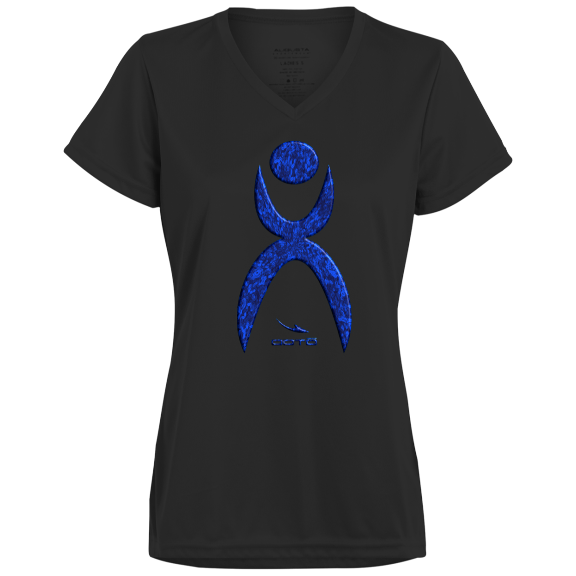 GLYPHIC EN DEEP BLUE - 1790 Ladies’ Moisture-Wicking V-Neck Tee - 1 COLOR -