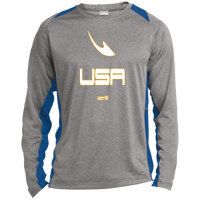 Thumbnail for USA OOTO DASH EN WHITE STRETCH - MZ OG - ST361LS Long Sleeve Heather Colorblock Performance Tee - 7 COLORS -