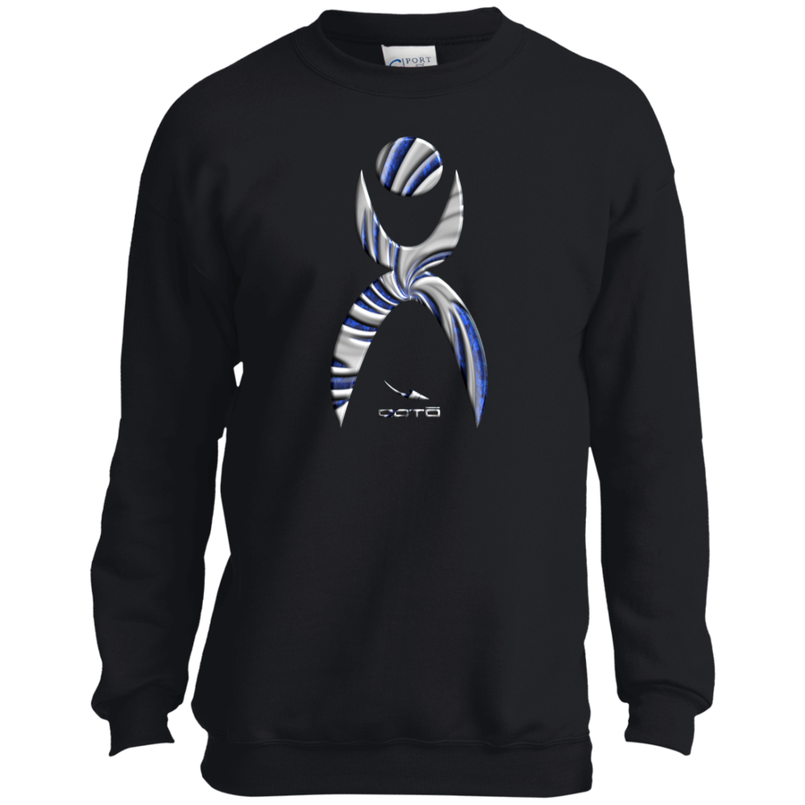 OOTO - GLYPHIC EN DEEP BLUE WITH NEW GALLACTIC FENCE - PC90Y Youth Crewneck Sweatshirt - 3 COLORS -