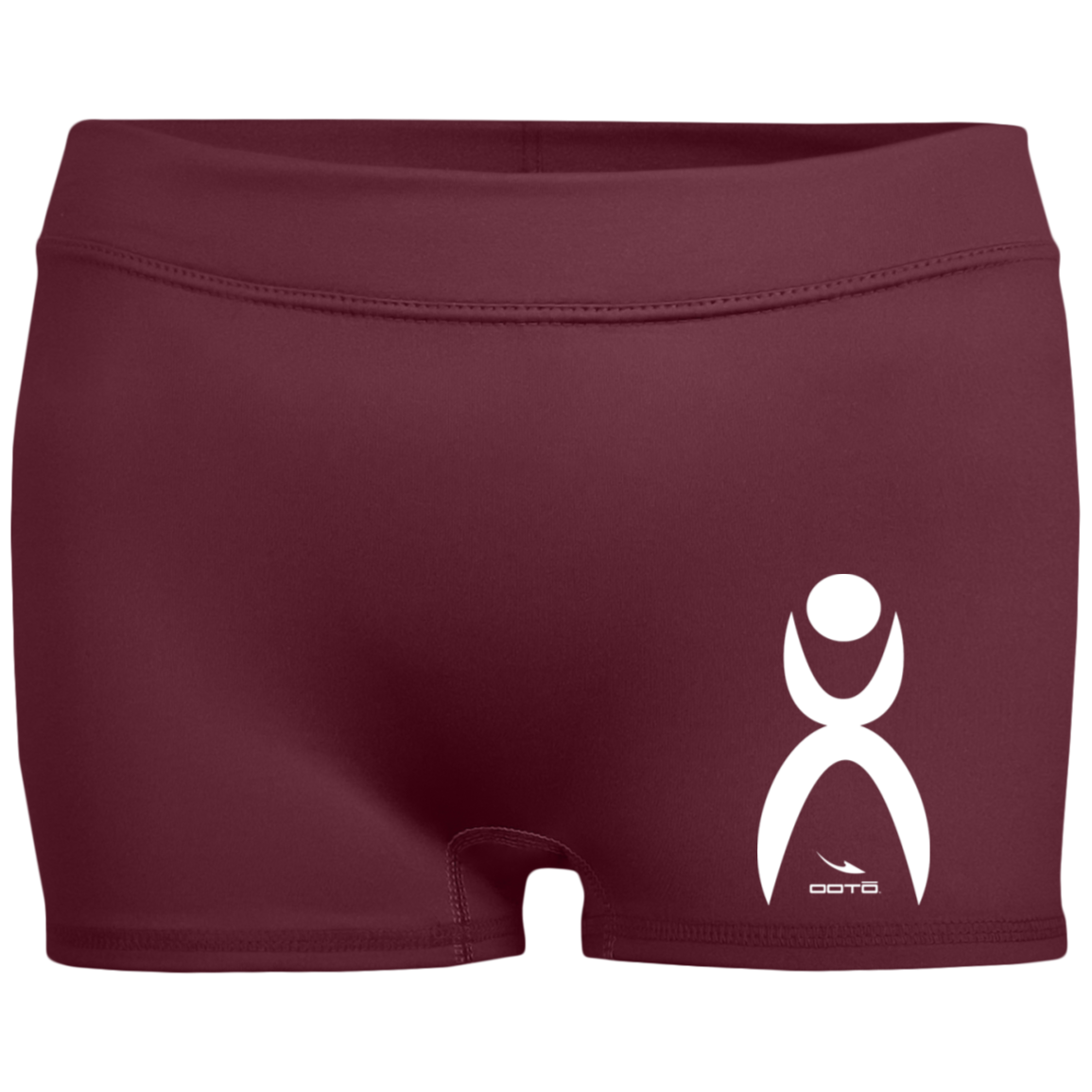 OOTO - GLYPHIC EN WHITE - 1232 Ladies' Fitted Moisture-Wicking 2.5 inch Inseam Shorts - 6 COLORS