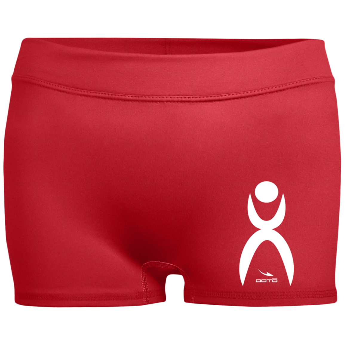 OOTO - GLYPHIC EN WHITE - 1232 Ladies' Fitted Moisture-Wicking 2.5 inch Inseam Shorts - 6 COLORS