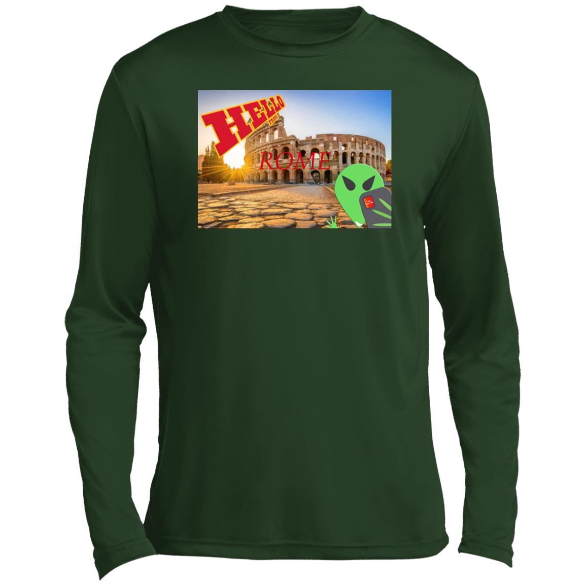 AL - Hello from ROME - selfie - postcard - ST350LS Men’s Long Sleeve Performance Tee - 4 COLORS -