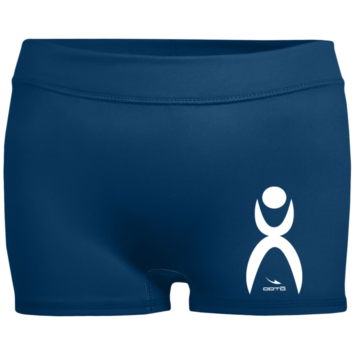 OOTO - GLYPHIC EN WHITE - 1232 Ladies' Fitted Moisture-Wicking 2.5 inch Inseam Shorts - 6 COLORS