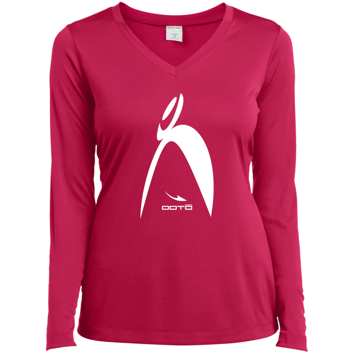 BIG STEPPIN GLYPHIC EN WHITE -1 WT LST353LS Ladies’ Long Sleeve Performance V-Neck Tee - 7 COLORS -