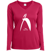 Thumbnail for BIG STEPPIN GLYPHIC EN WHITE -1 WT LST353LS Ladies’ Long Sleeve Performance V-Neck Tee - 7 COLORS -