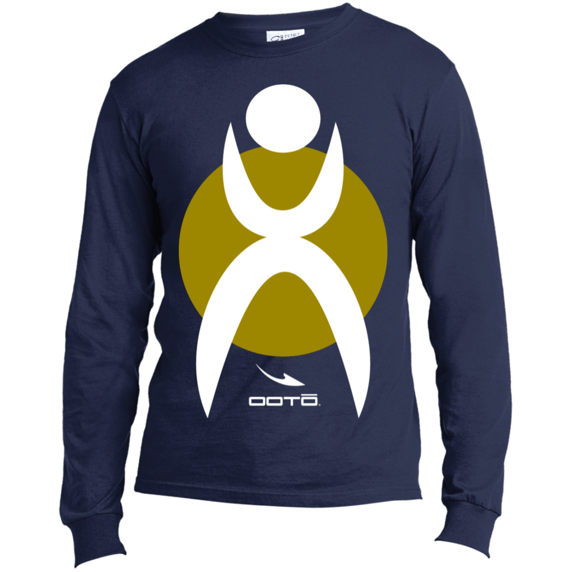 GLYPHIC EN WHITE OVER OLIVE GOLD - USA100LS Long Sleeve Made in the US T-Shirt - 4 COLORS -