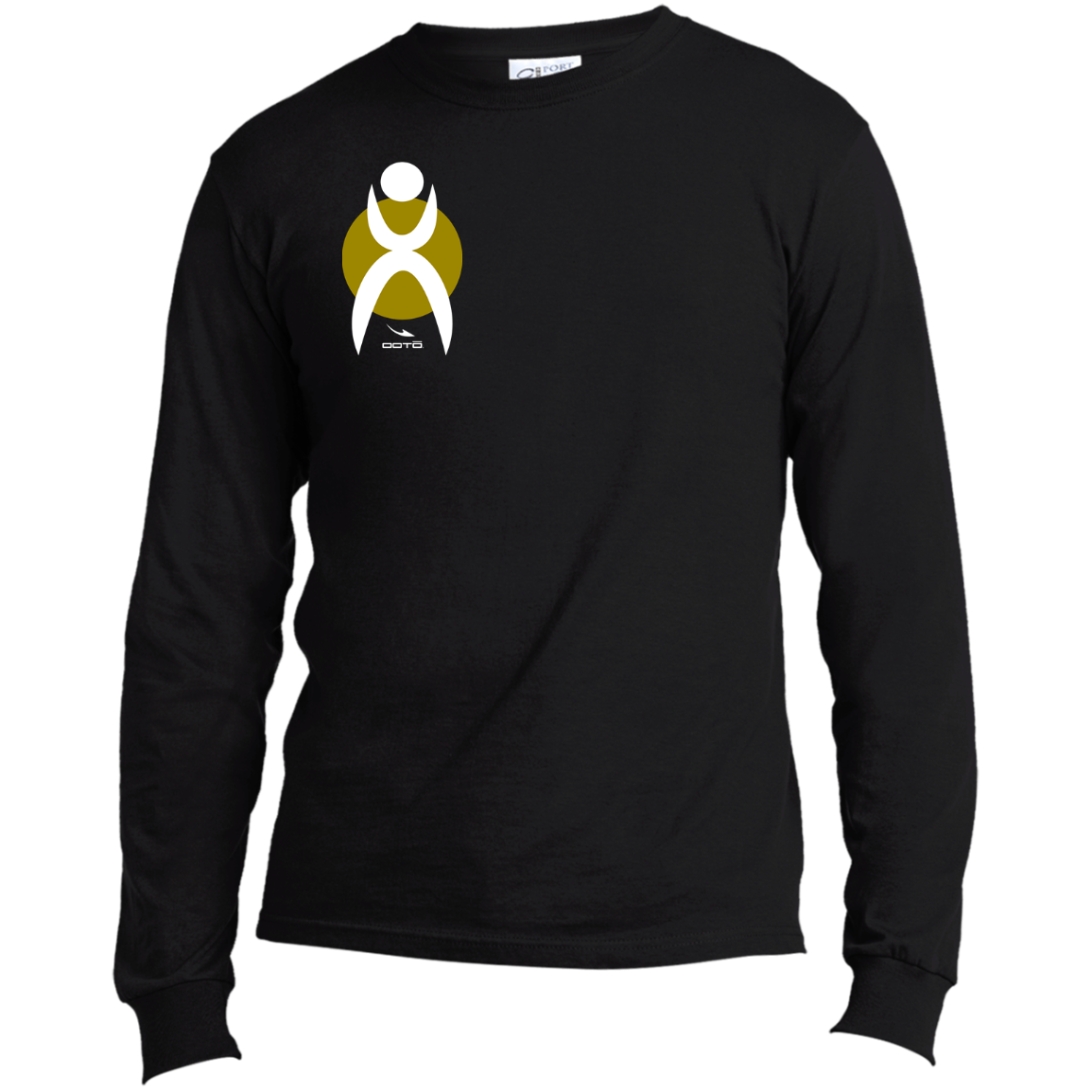 GLYPHIC EN WHITE OVER OLIVE GOLD - USA100LS Long Sleeve Made in the US T-Shirt - 1 COLOR -