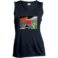 Thumbnail for AL - Hello from THE MOON - selfie - postcard - LST352 Ladies' Sleeveless V-Neck Performance Tee - 4 COLORS -