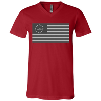 Thumbnail for HEAVENS TO BETSY - RETRO CANVAS FLAG - 3005 Unisex Jersey SS V-Neck T-Shirt - 4 COLORS -