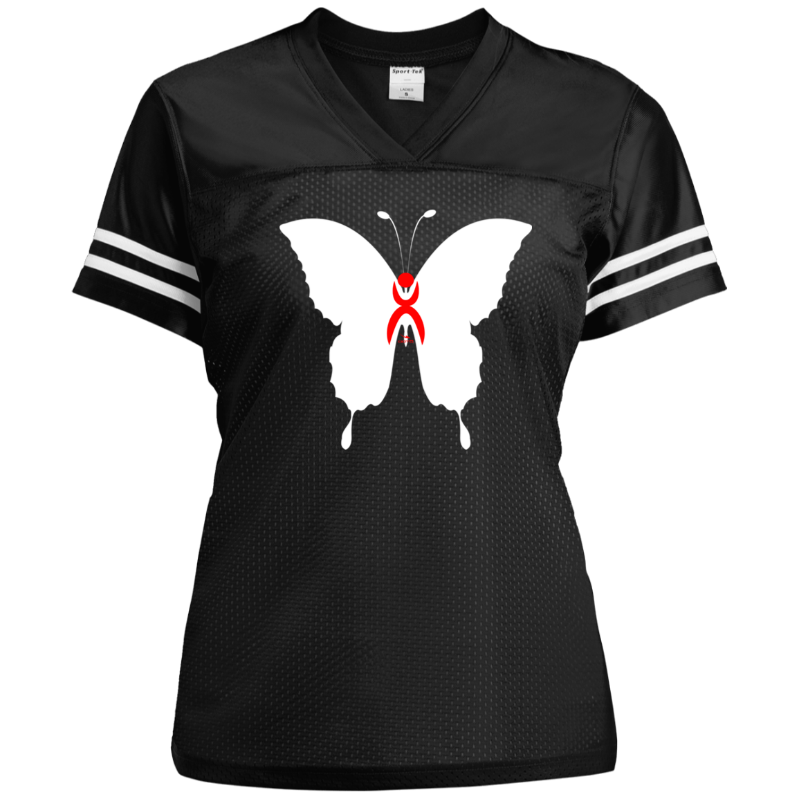 BUTTERFLY EN WHITE -  RED GLYPHIC - LST307 Ladies' Replica Jersey - 1 COLOR -