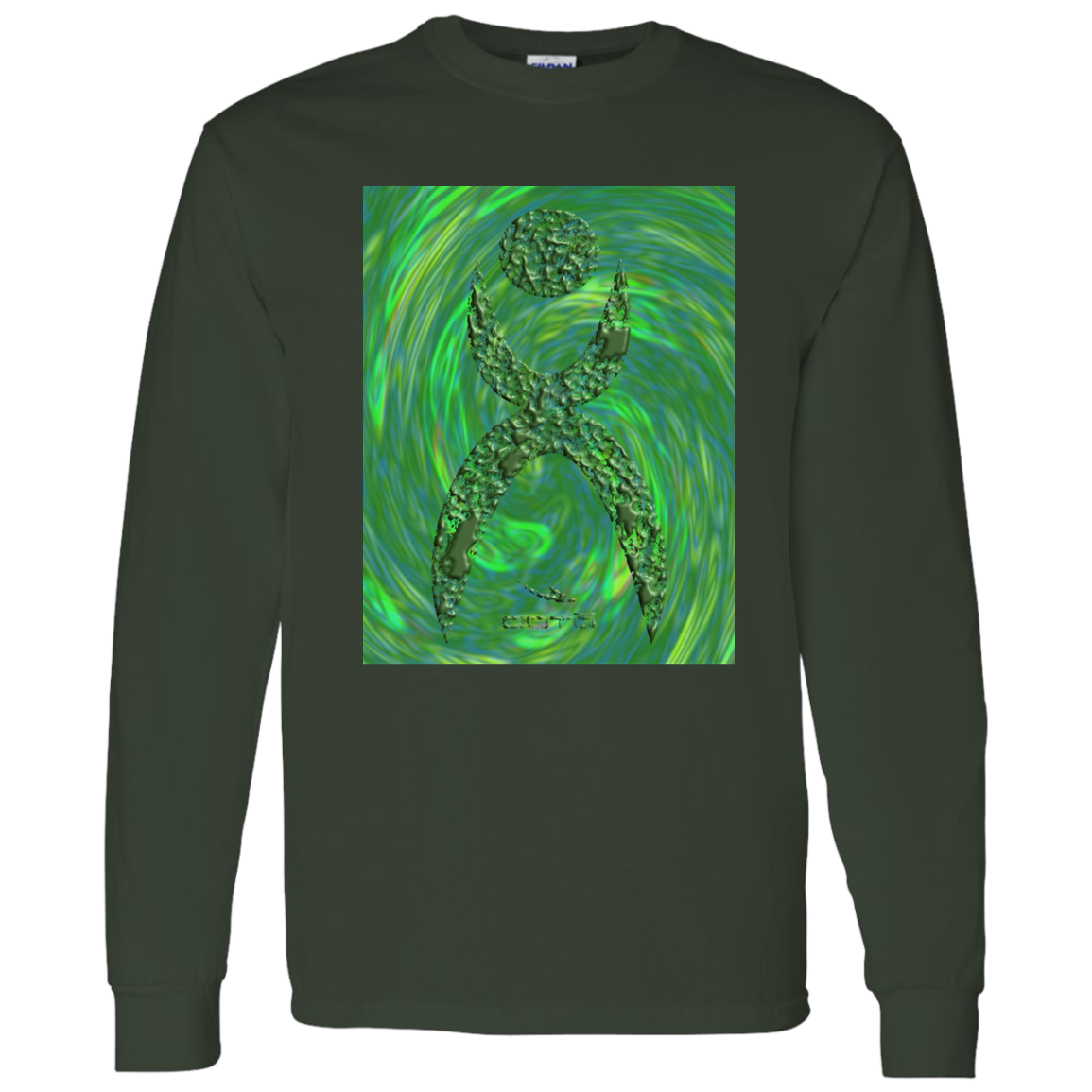 GLYPHIC EN HALTED PHASE OVER GREEN STORM - G540 LS T-Shirt 5.3 oz. - 4 COLORS -