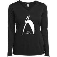 Thumbnail for BIG STEPPIN GLYPHIC EN WHITE -1 WT LST353LS Ladies’ Long Sleeve Performance V-Neck Tee - 7 COLORS -