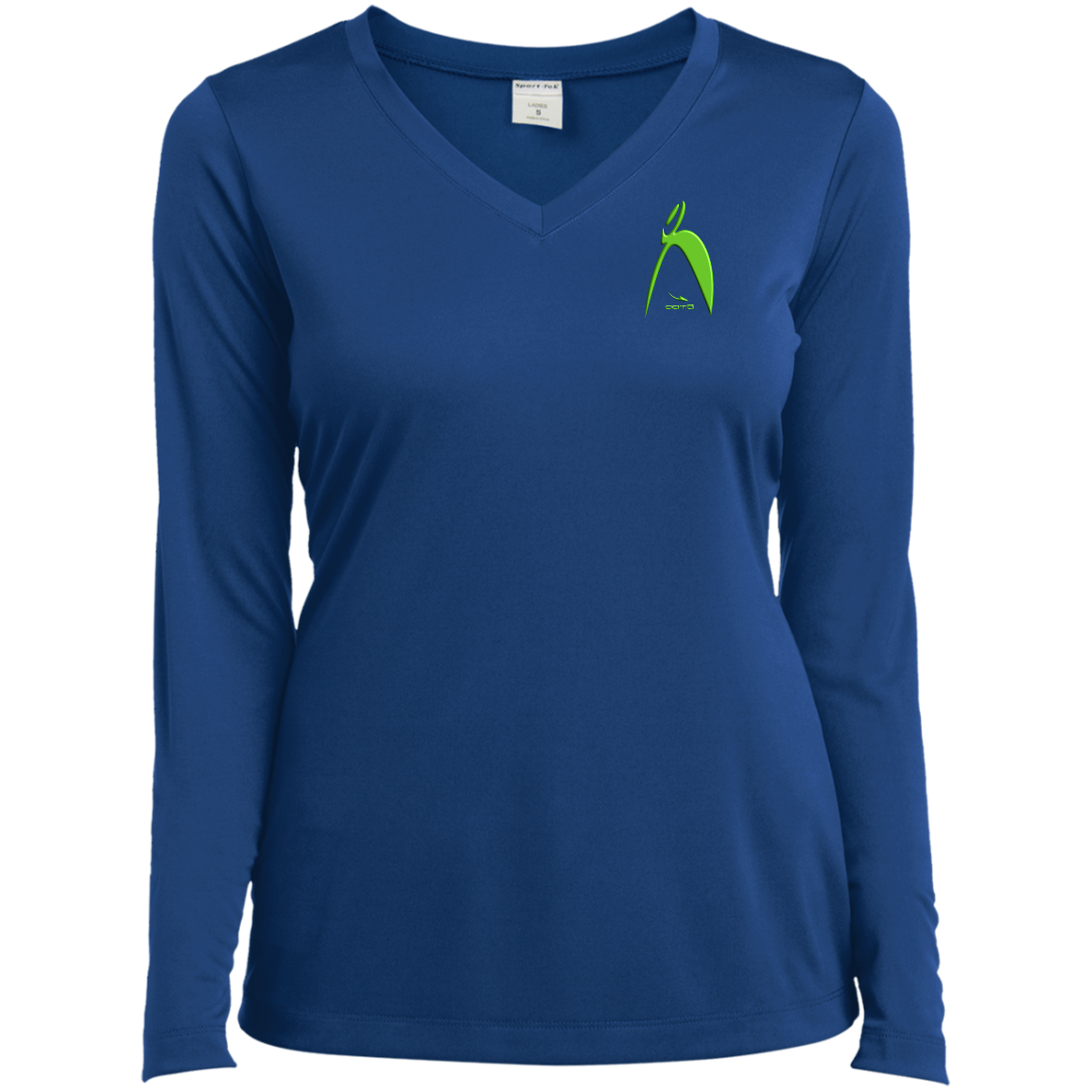 BIG STEPPIN GLYPHIC EN LIME 3D PRINT - SM LST353LS Ladies’ Long Sleeve Performance V-Neck Tee - 4 COLORS -