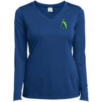 Thumbnail for BIG STEPPIN GLYPHIC EN LIME 3D PRINT - SM LST353LS Ladies’ Long Sleeve Performance V-Neck Tee - 4 COLORS -