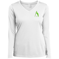 Thumbnail for BIG STEPPIN GLYPHIC EN LIME 3D PRINT - SM LST353LS Ladies’ Long Sleeve Performance V-Neck Tee - 4 COLORS -