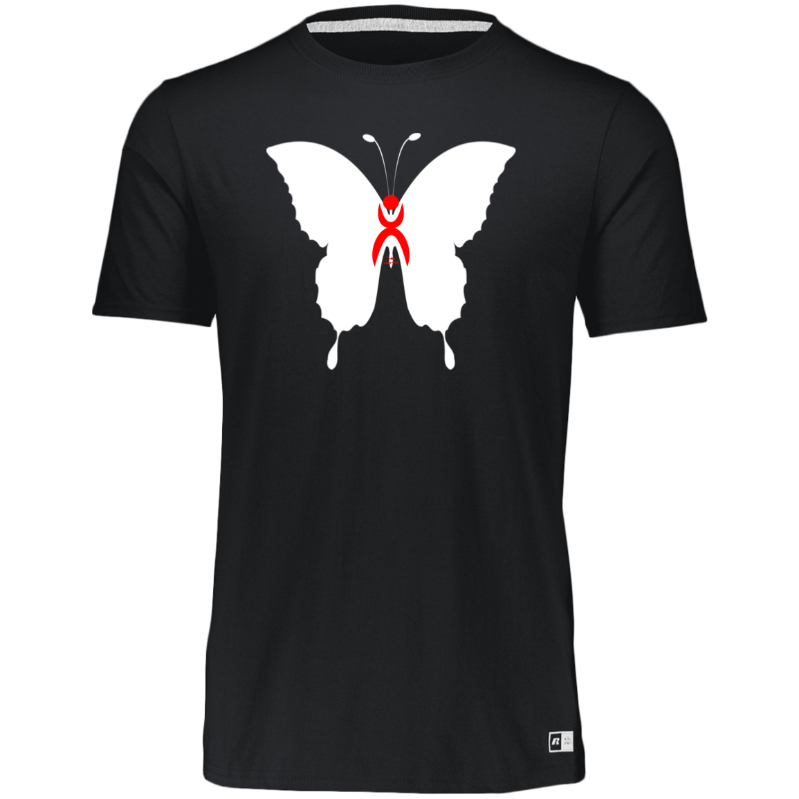 OOTO - BUTTERFLY EN WHITE -  RED GLYPHIC - 64STTB Youth Essential Dri-Power Tee - 3 COLORS -