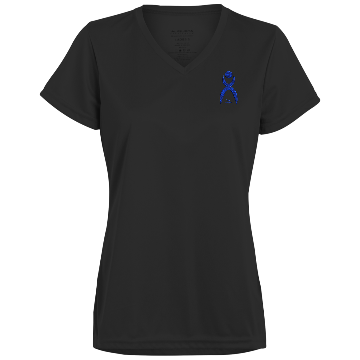 GLYPHIC EN DEEP BLUE - 1790 Ladies’ Moisture-Wicking V-Neck Tee - 4 COLORS -