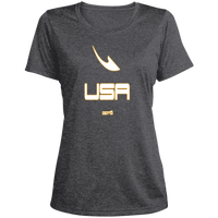 Thumbnail for USA OOTO DASH EN WHITE STRETCH - MZ OG - LST360 Ladies' Heather Scoop Neck Performance Tee - 6 COLORS -