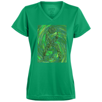 Thumbnail for GLYPHIC EN HALTED PHASE OVER GREEN STORM - 1790 Ladies’ Moisture-Wicking V-Neck Tee